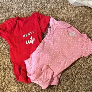Adorable Red and Pink Baby Onesies